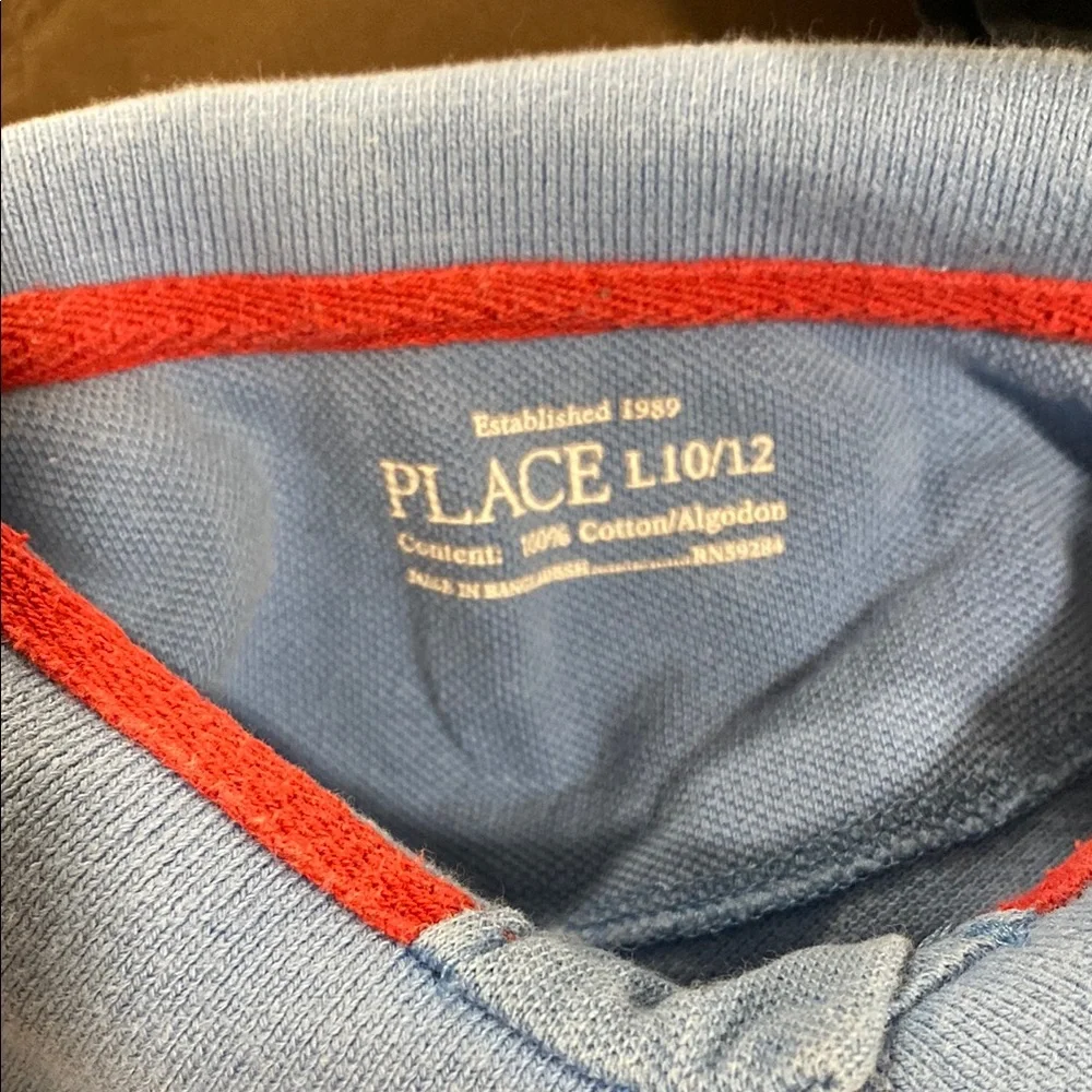 The Children's Place Blue Striped Polo L 10-12 Boys